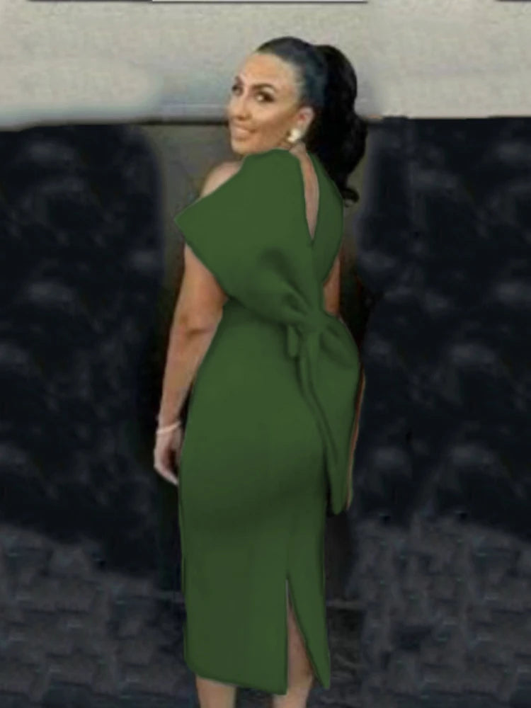 Party White Bodycon Dress Women with Back Big Bow Sexy Sleeveless Club Event Celebrate Fashion Cocktail Wedding Bridesmaid Gown