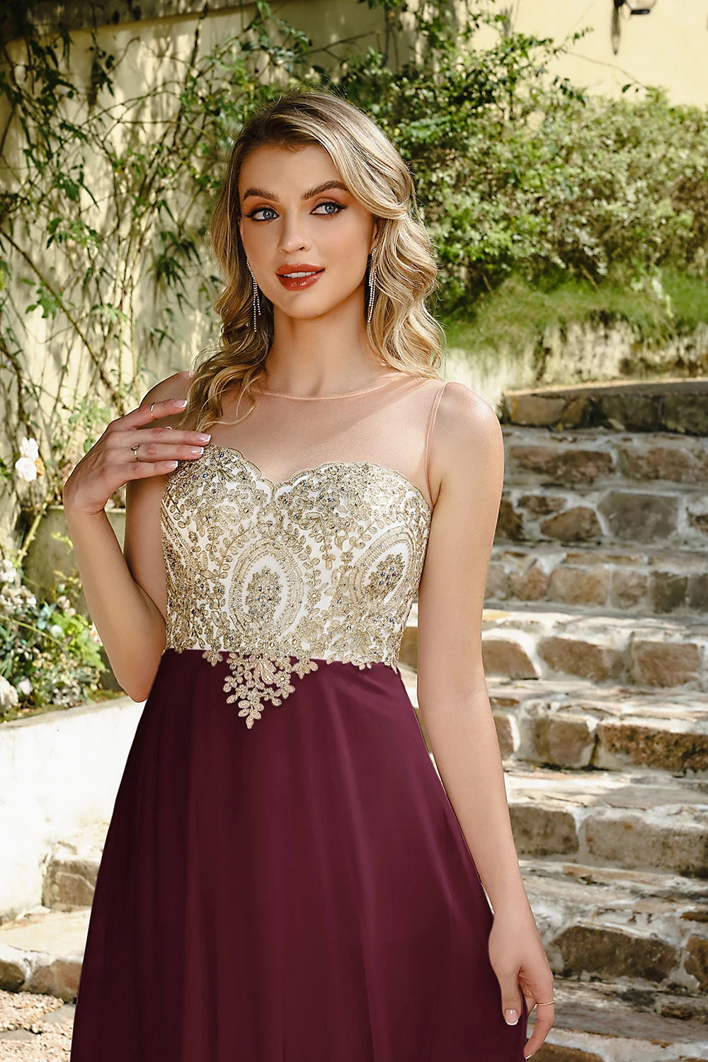 BABYONLINE New Year Party Dress Long Lace Chiffon Evening Dresses A-line Sweetheart Beaded Elegant Formal Prom Wedding Party