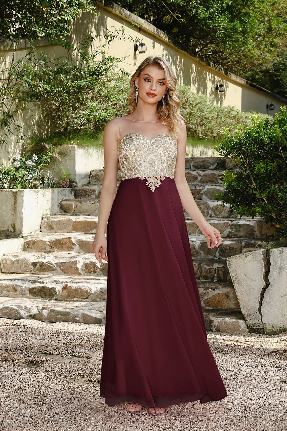 BABYONLINE New Year Party Dress Long Lace Chiffon Evening Dresses A-line Sweetheart Beaded Elegant Formal Prom Wedding Party