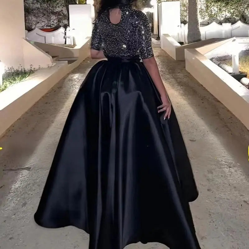 Fashion Black Satin Long Skirts Pleated Formal Party Floor Length Skirt Wasitband Maxi Skirt Without Top Customized 2025