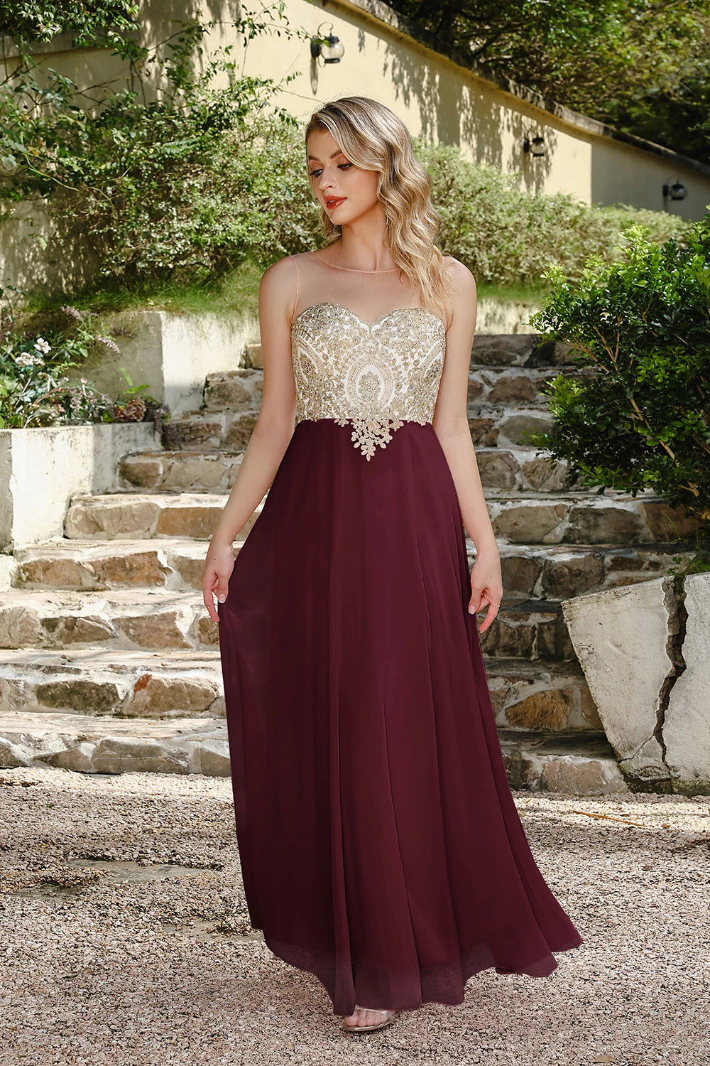 BABYONLINE New Year Party Dress Long Lace Chiffon Evening Dresses A-line Sweetheart Beaded Elegant Formal Prom Wedding Party