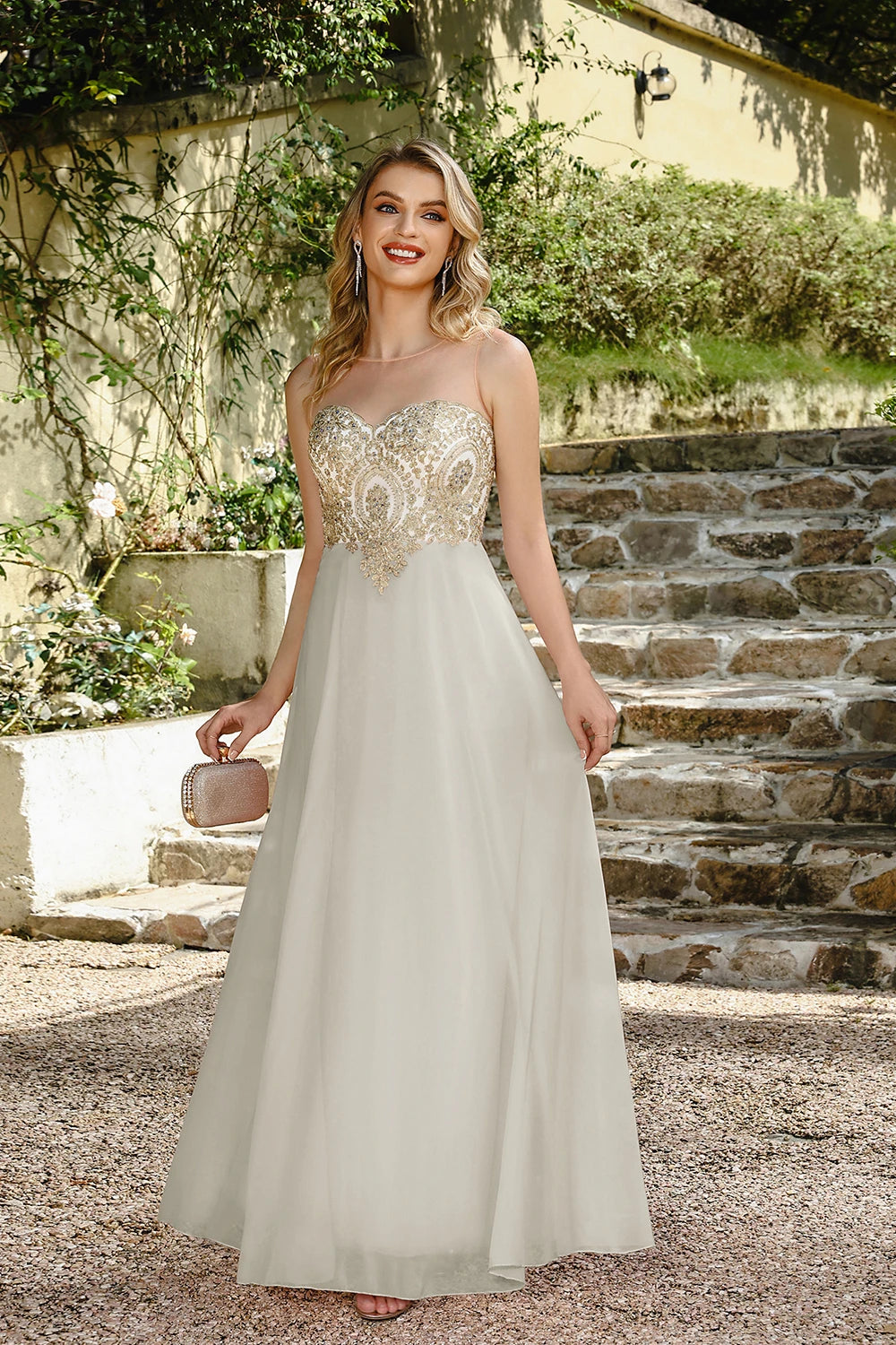 BABYONLINE New Year Party Dress Long Lace Chiffon Evening Dresses A-line Sweetheart Beaded Elegant Formal Prom Wedding Party