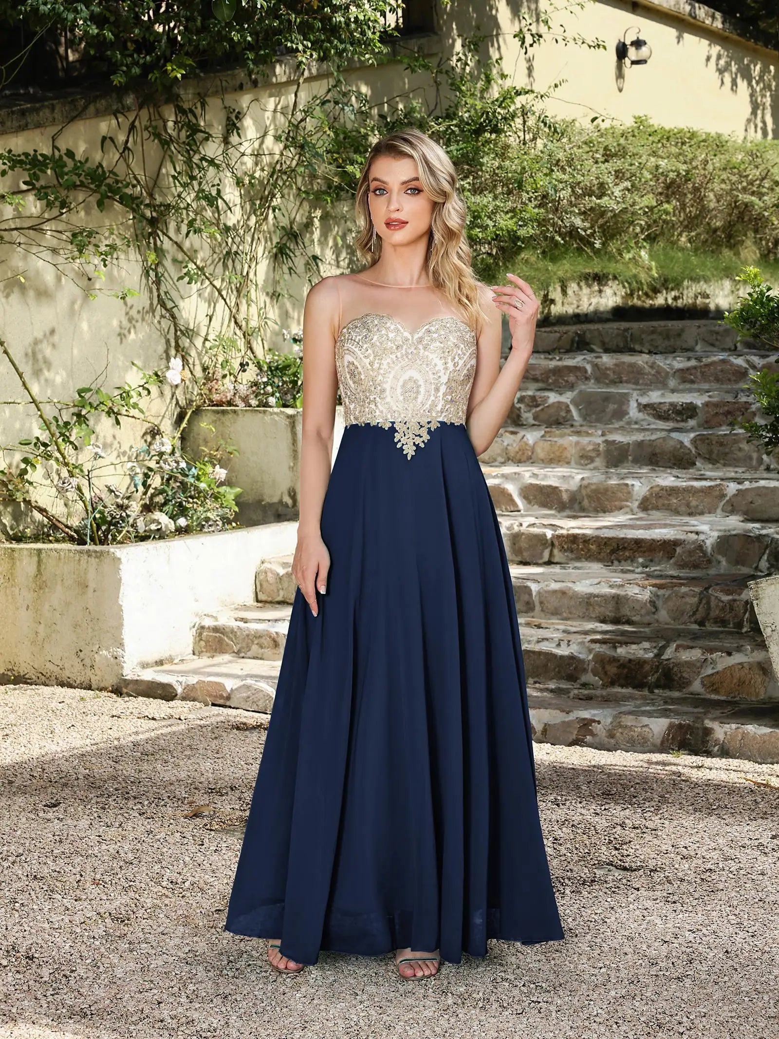 BABYONLINE New Year Party Dress Long Lace Chiffon Evening Dresses A-line Sweetheart Beaded Elegant Formal Prom Wedding Party