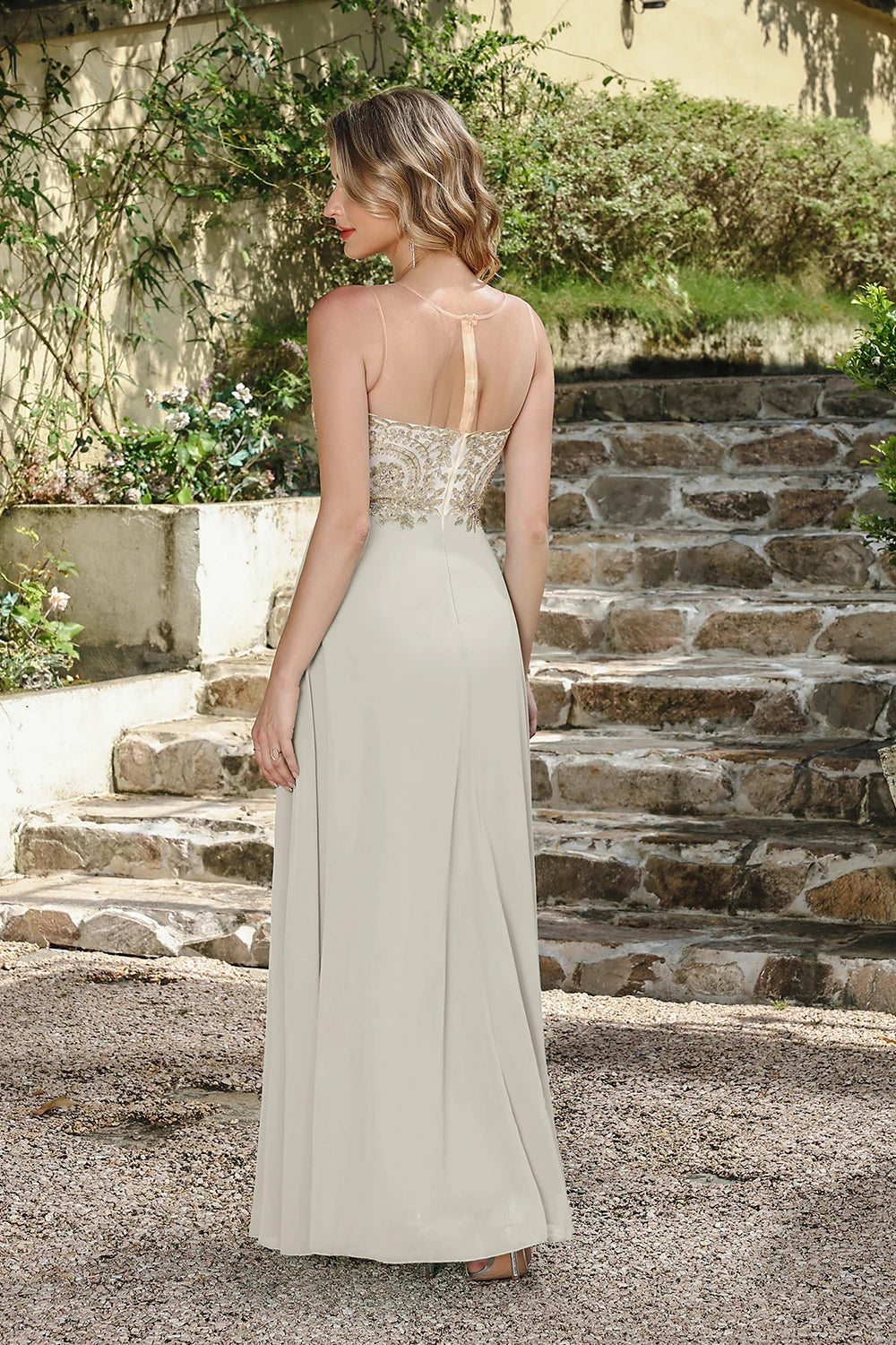 BABYONLINE New Year Party Dress Long Lace Chiffon Evening Dresses A-line Sweetheart Beaded Elegant Formal Prom Wedding Party