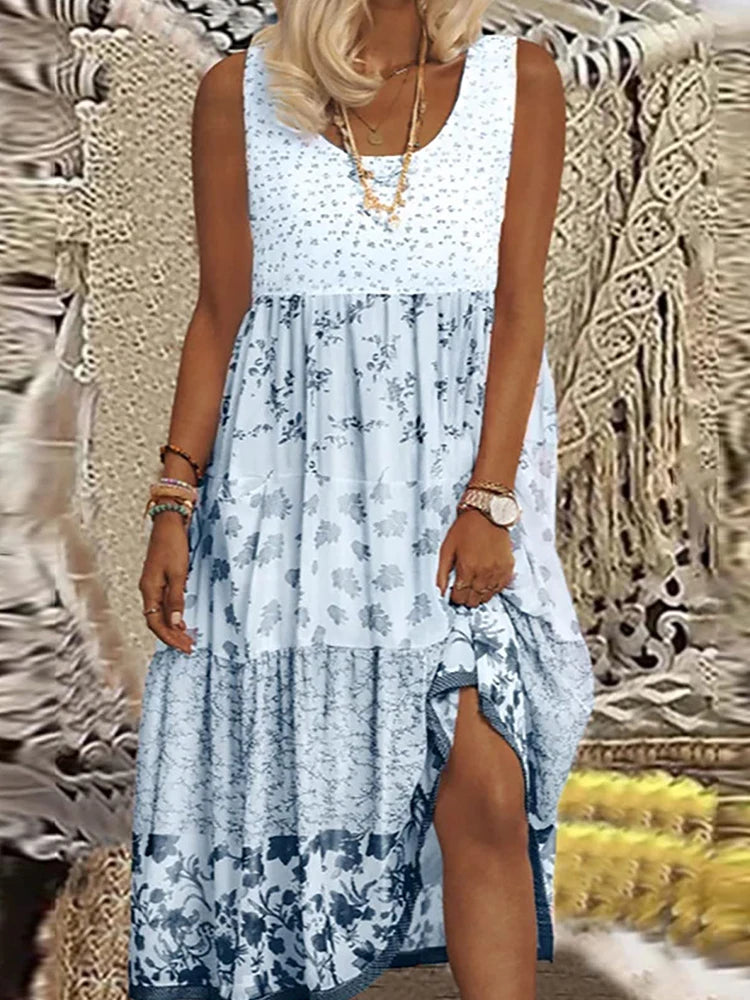 Plus Size Women's Sundresses  Neck Beach Flowy Party Dress Printed Summer Neck Dress Hawaiian Dresses Luau