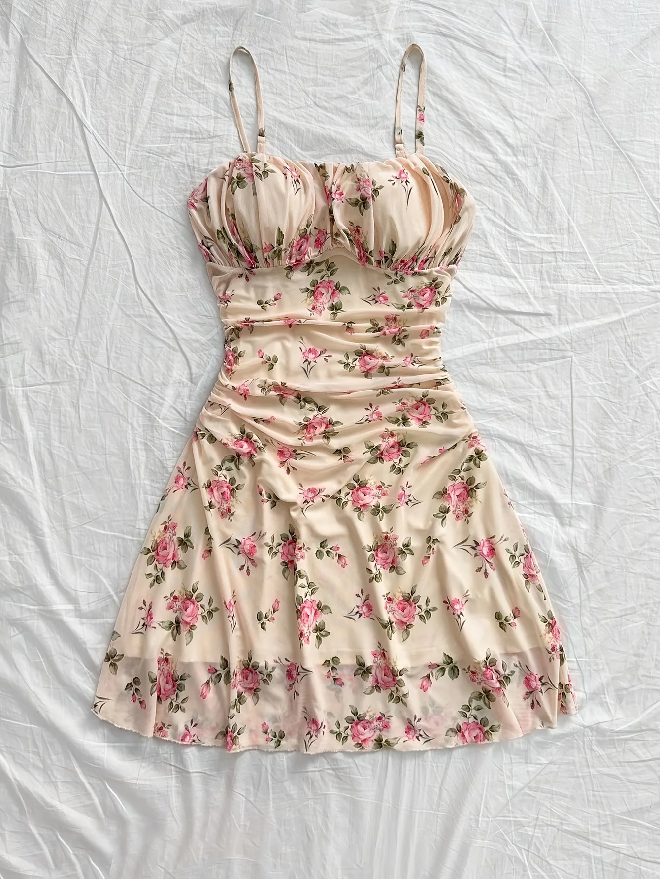 Elegant Summer New Women's Floral Print Strap Slim Fit Dress Lady's Graceful Orientation Stylish Floral Dress for Ladies